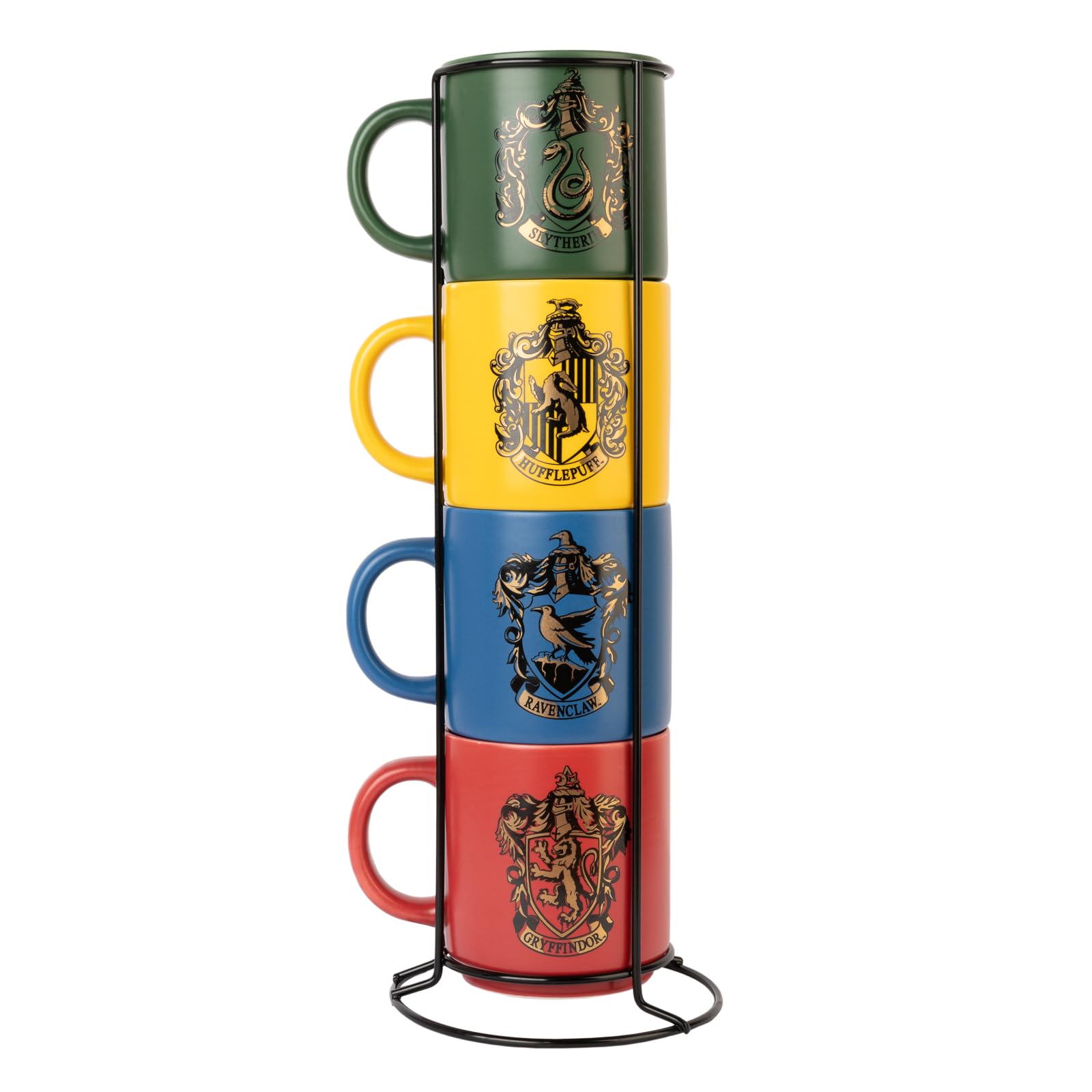 Grupo Erik Mugs Set of 4 - Harry Potter Merchandise | Stacking Mugs with Stand 10.8 oz - 300ml Coffee Cups Espresso | Harry Potter Gifts for