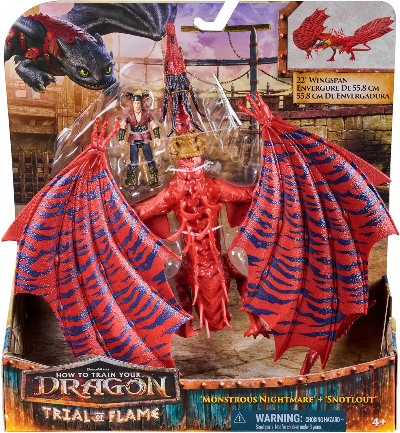 Dreamworks Dragons How to Train Your Dragon, Monstrous Nightmare and Snotlout, Viking Duo Action Figures, Kids Toys for Boys Ages 4 and up