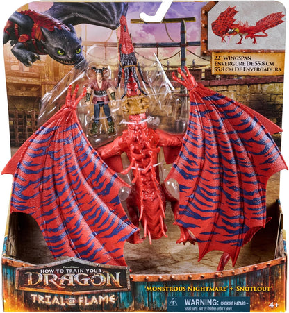 Dreamworks Dragons How to Train Your Dragon, Monstrous Nightmare and Snotlout, Viking Duo Action Figures, Kids Toys for Boys Ages 4 and up