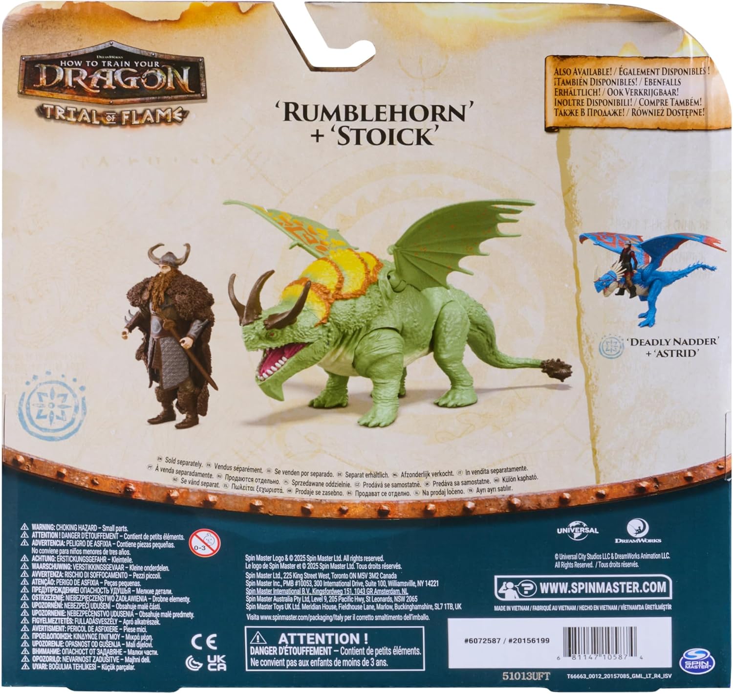 Dreamworks Dragons, How to Train Your Dragon, Rumblehorn & Stoick, Viking Duo Action Figures, Kids Toys for Boys Ages 4 and up