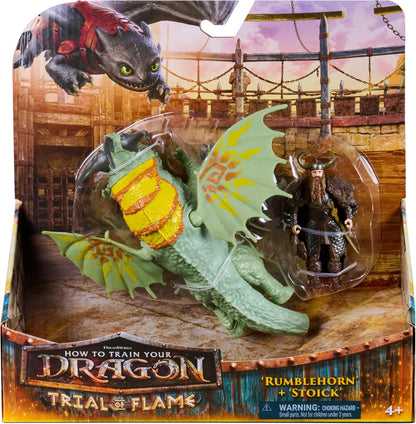 Dreamworks Dragons, How to Train Your Dragon, Rumblehorn & Stoick, Viking Duo Action Figures, Kids Toys for Boys Ages 4 and up