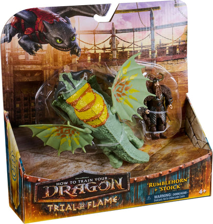Dreamworks Dragons, How to Train Your Dragon, Rumblehorn & Stoick, Viking Duo Action Figures, Kids Toys for Boys Ages 4 and up