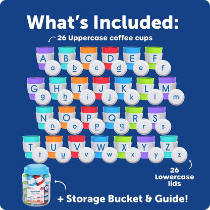 Learning Resources Alphabet Coffee Cups, Ages 3+, Alphabet Toys for Preschool Learning, ABC Matching Game, Fine Motor Skills, Pretend Play Café Set
