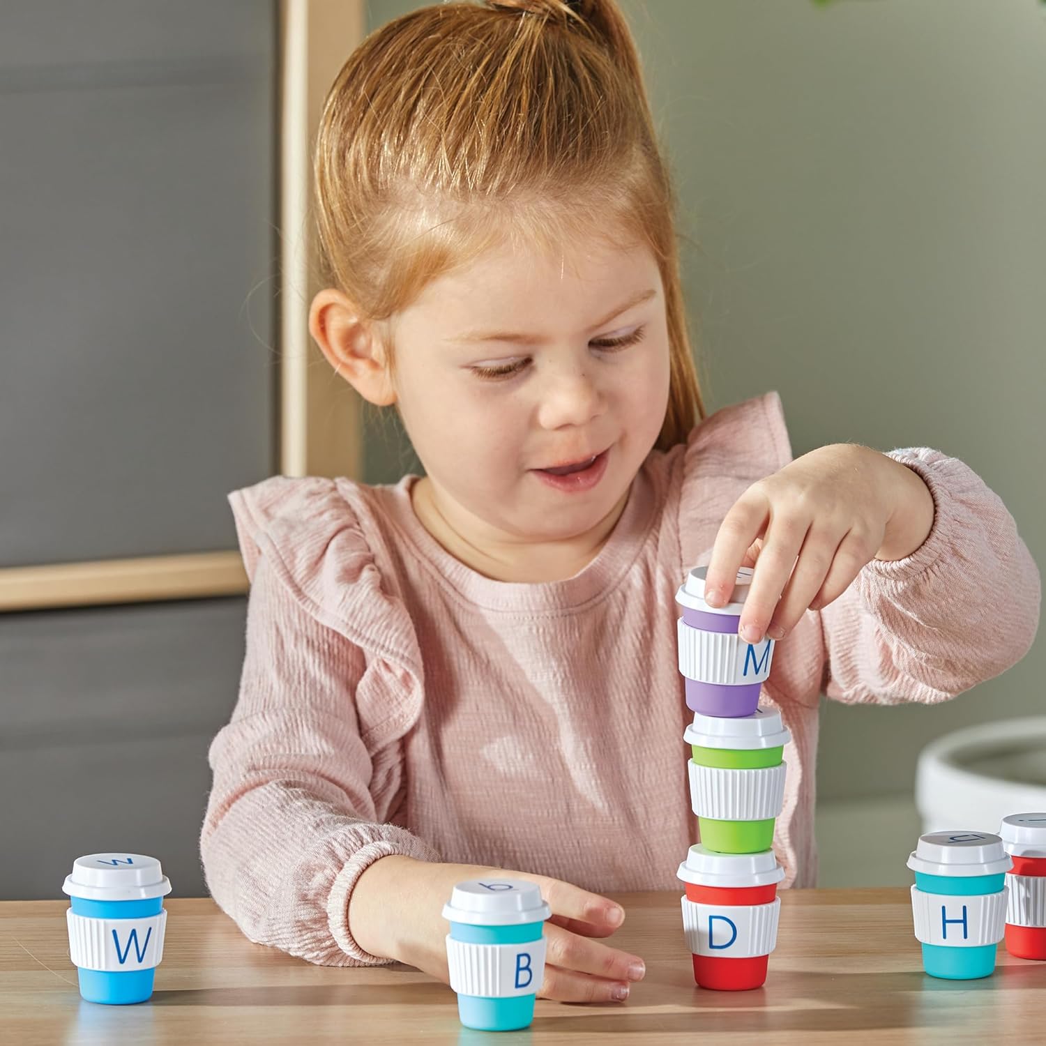Learning Resources Alphabet Coffee Cups, Ages 3+, Alphabet Toys for Preschool Learning, ABC Matching Game, Fine Motor Skills, Pretend Play Café Set