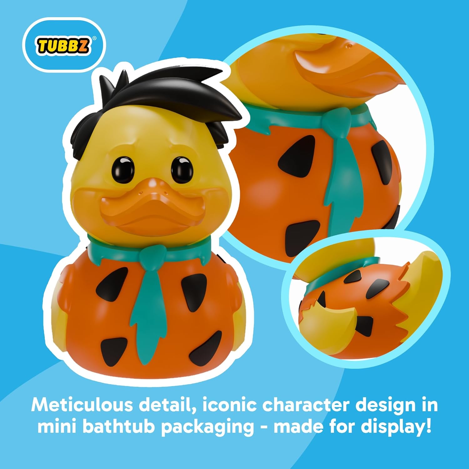 TUBBZ Mini: Flintstones - Fred Flintstone Cosplaying Rubber Duck Vinyl Figure – Official Collectible for Fans of Flintstones