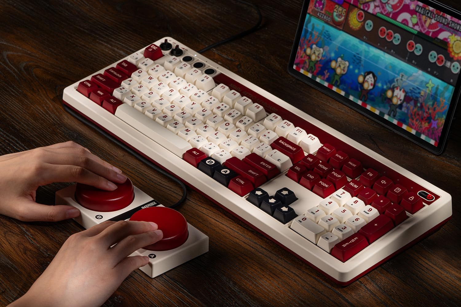 8Bitdo Retro 108 Mechanical Keyboard with 108 Keys and Integrated Numpad, Bluetooth/2.4G/USB-C Hot Swappable Wireless Gaming Keyboard for Windows and Android - ANSI US layout