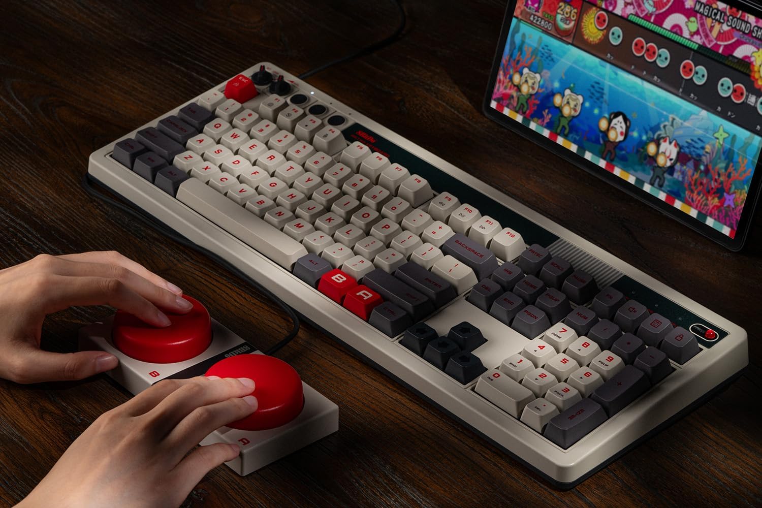 8Bitdo Retro 108 Mechanical Keyboard with 108 Keys and Integrated Numpad, Bluetooth/2.4G/USB-C Hot Swappable Wireless Gaming Keyboard for Windows and Android - N Edition - QWERTY ANSI US Layout