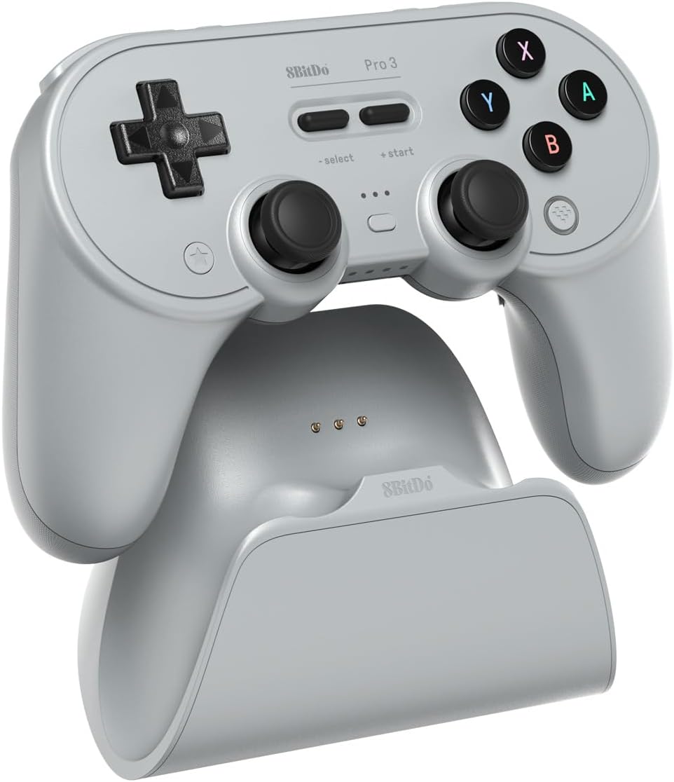 8BitDo Pro 3 Bluetooth Controller for Switch/Switch 2 – TMR Joysticks, Swappable ABXY Buttons, Pro Back Buttons, Charging Dock, Hall Effect Triggers, for Windows, Apple, SteamOS, Android - Gray