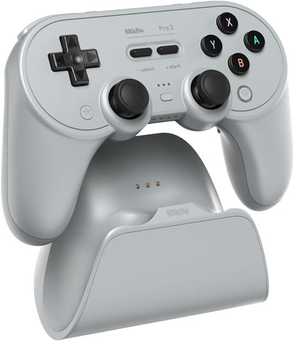 8BitDo Pro 3 Bluetooth Controller for Switch/Switch 2 – TMR Joysticks, Swappable ABXY Buttons, Pro Back Buttons, Charging Dock, Hall Effect Triggers, for Windows, Apple, SteamOS, Android - Gray
