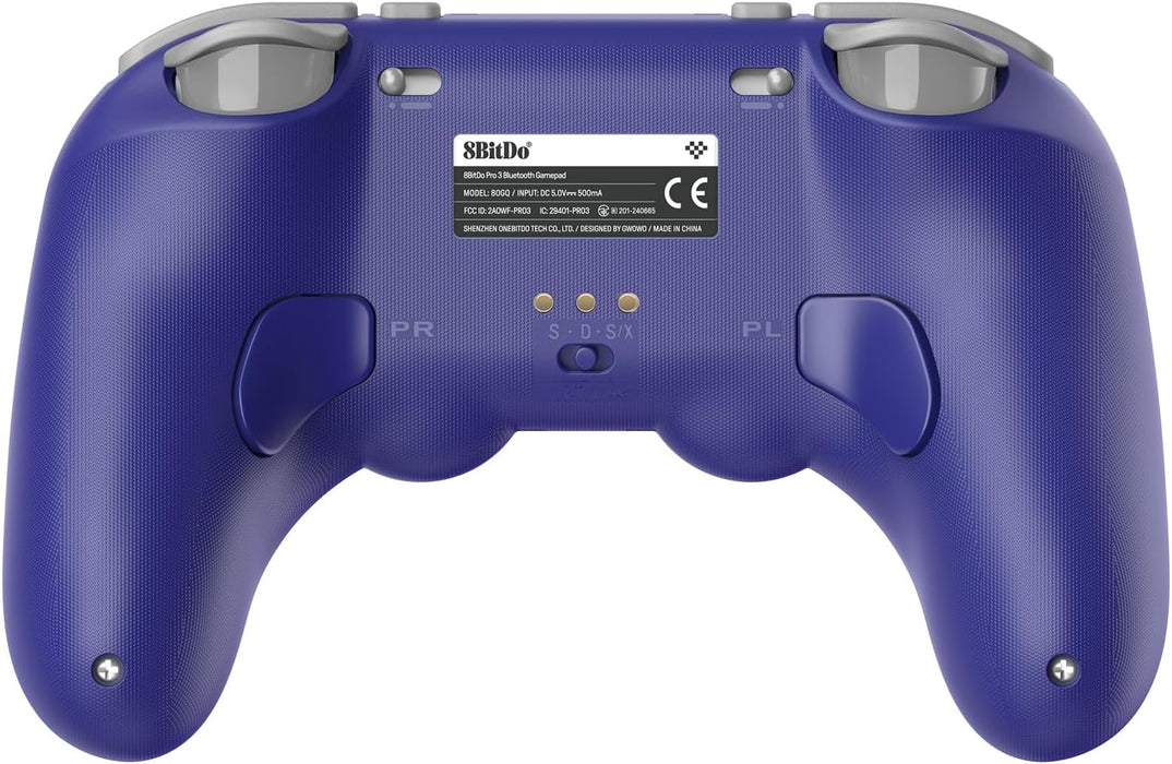 8BitDo Pro 3 Bluetooth Controller for Switch/Switch 2 – TMR Joysticks, Swappable ABXY Buttons, Pro Back Buttons, Charging Dock, Hall Effect Triggers, for Windows, Apple, SteamOS, Android - Purple