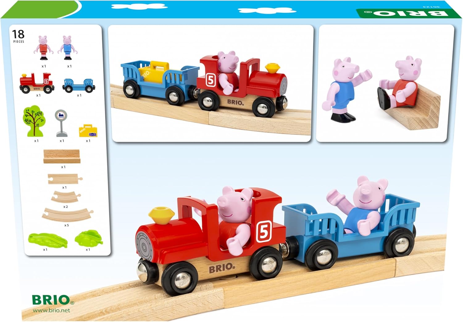 BRIO World Peppa Pig Starter Set Travel Toy Train Set for Kids Age 3 Years Up - Wooden Toddler Toys & Games