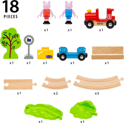 BRIO World Peppa Pig Starter Set Travel Toy Train Set for Kids Age 3 Years Up - Wooden Toddler Toys & Games