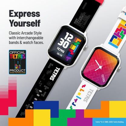 My Play Watch Tetris Retro Gaming Smartwatch with Selective Tech, Non-Connected, Built-in Tetris™, Custom Watch Faces, Classic Arcade Sound, Heart Rate & Fitness Tracker, IP67 Water Resistant.