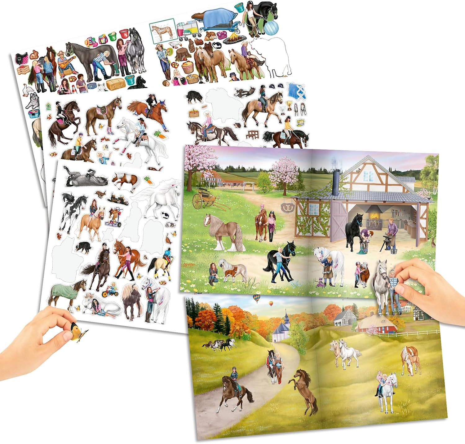 Depesche 13985 Miss Melody Stickerworld Sticker Book with 24 Background Pages for Sticking, Includes 3 Double Pages Clothing and Accessory Stickers