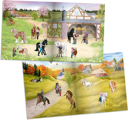 Depesche 13985 Miss Melody Stickerworld Sticker Book with 24 Background Pages for Sticking, Includes 3 Double Pages Clothing and Accessory Stickers