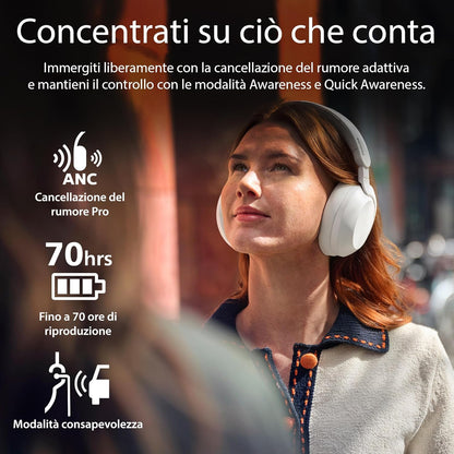 Philips TAH8000EBK/00 Cuffie Bluetooth over-ear wireless – Cancellazione del rumore, 70H di riproduzione, Assistente vocale compatibile, Ideali per viaggiare –