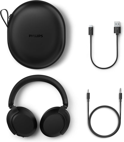 Philips TAH8000EBK/00 Cuffie Bluetooth over-ear wireless – Cancellazione del rumore, 70H di riproduzione, Assistente vocale compatibile, Ideali per viaggiare –