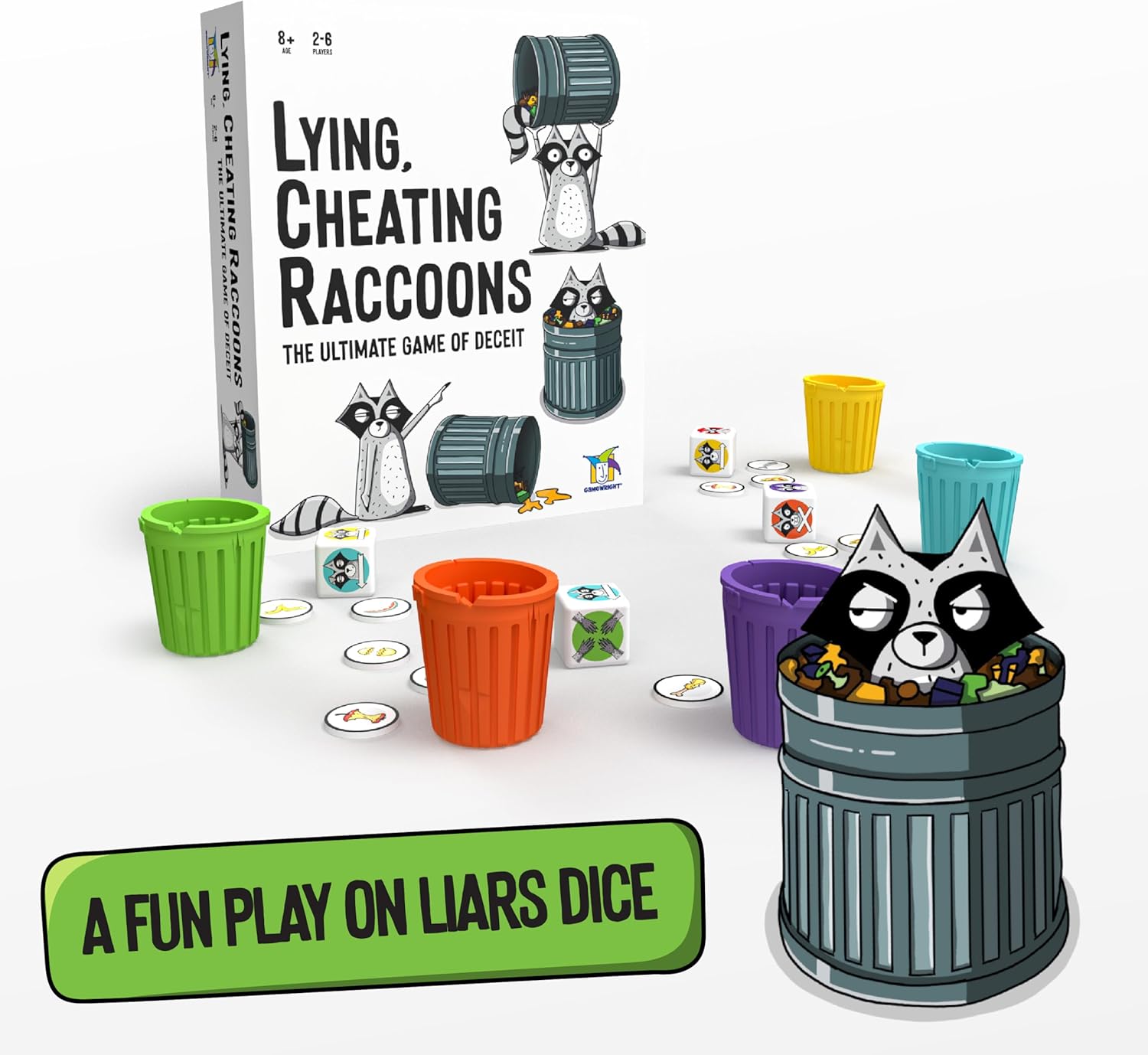 Gamewright | Lying, Cheating, Racoons | Board Game | Ages 8+ | 2-6 Players | 10+ Minutes Playing Time