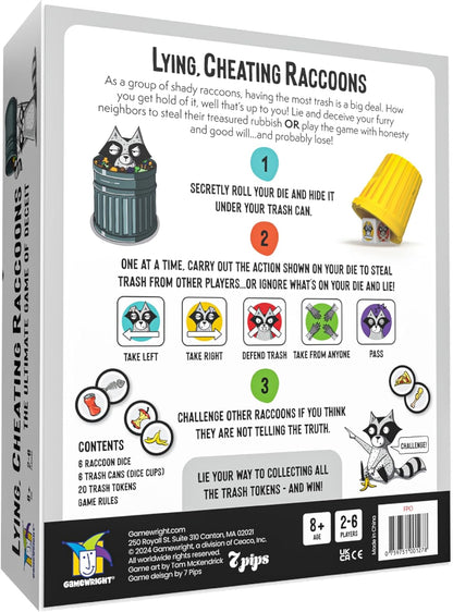 Gamewright | Lying, Cheating, Racoons | Board Game | Ages 8+ | 2-6 Players | 10+ Minutes Playing Time