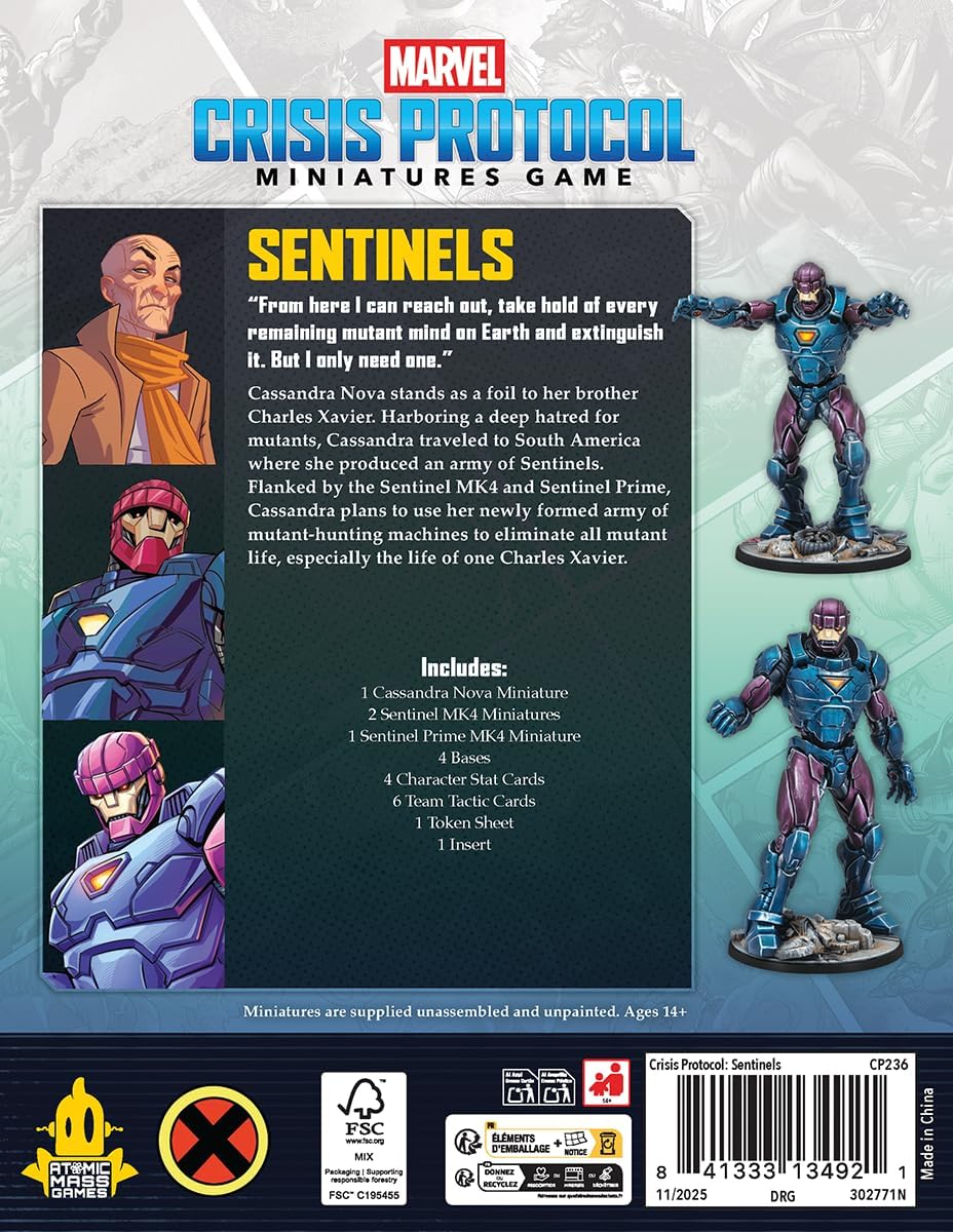 Asmodee | Marvel Crisis: Protocol X-Men Sentinels Affiliation Pack | Miniatures Game | Ages 14+ | 2 Players | 90 Minutes Playing Time