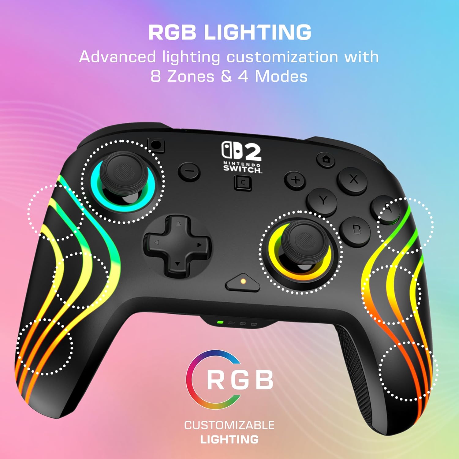 Turtle Beach Afterglow Wave Nero Controller da gaming RGB wireless con licenza ufficiale per Nintendo Switch 2