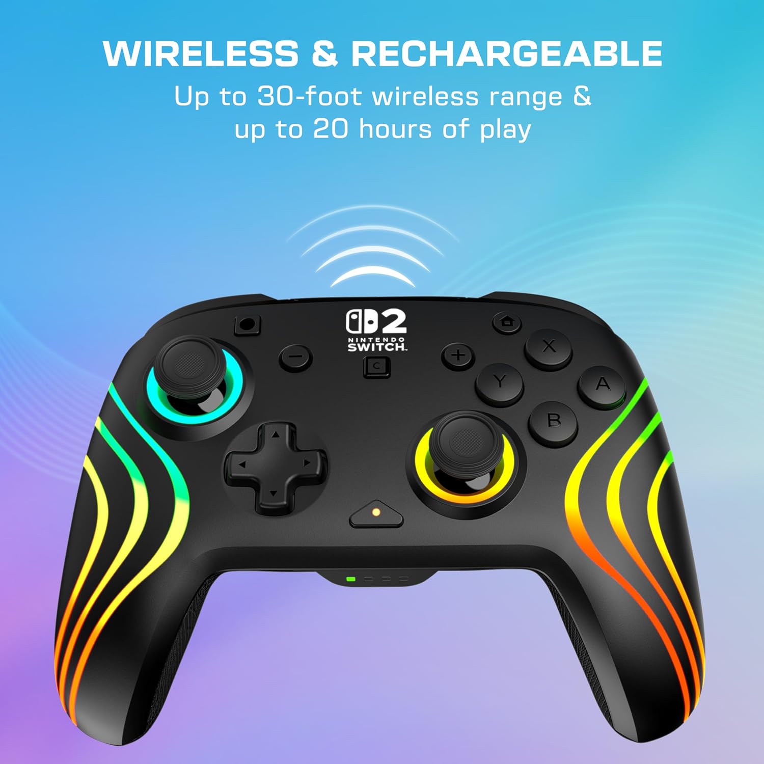 Turtle Beach Afterglow Wave Nero Controller da gaming RGB wireless con licenza ufficiale per Nintendo Switch 2