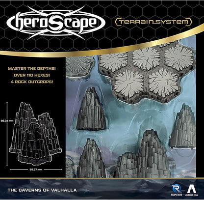 Renegade Games: Heroscape - The Caverns of Valhalla Terrain Expansion - 34pc, Dungeon Hexes & Rocky Outcrops Tiles, Hex-Based Miniature Game Accessory