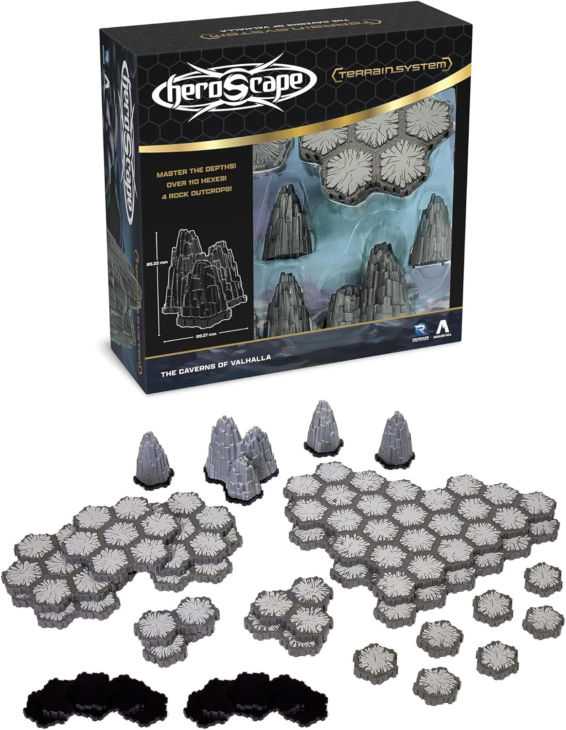 Renegade Games: Heroscape - The Caverns of Valhalla Terrain Expansion - 34pc, Dungeon Hexes & Rocky Outcrops Tiles, Hex-Based Miniature Game Accessory