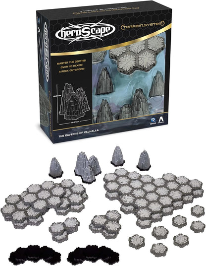 Renegade Games: Heroscape - The Caverns of Valhalla Terrain Expansion - 34pc, Dungeon Hexes & Rocky Outcrops Tiles, Hex-Based Miniature Game Accessory