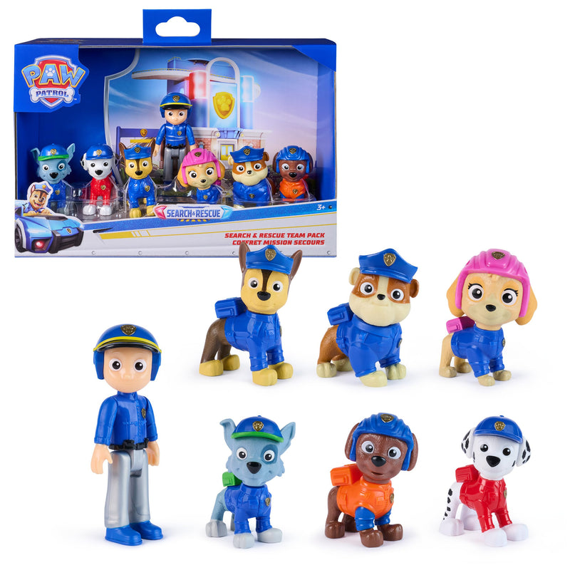 Paw Patrol Search & Rescue Team Pack with 7 Collectible Action Figures, Including Ryder and 6 Pups, Kids Toys for Boys and Girls Ages 3 and Up