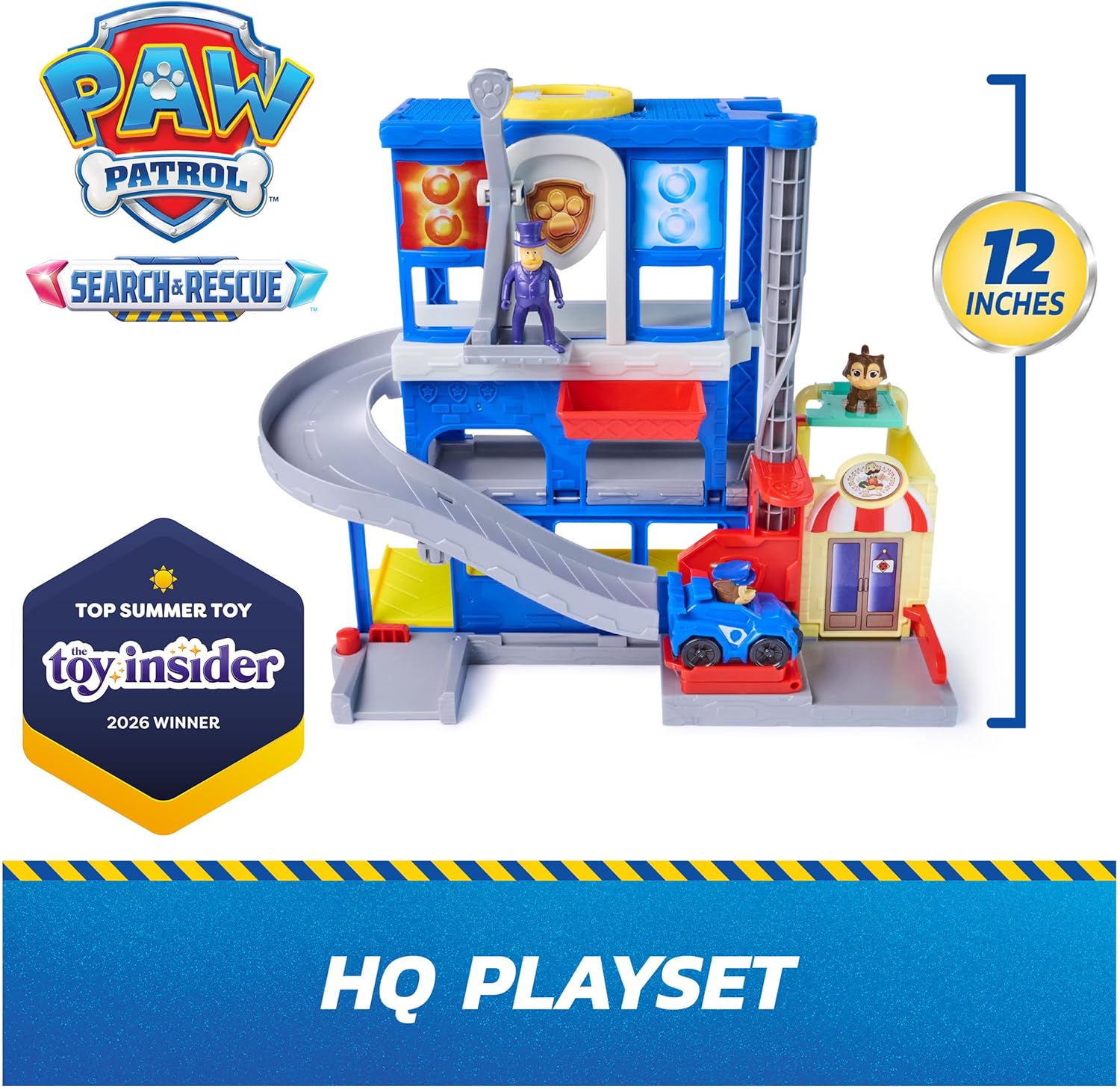 PAW Patrol - Pup Squad Search & Rescue Politiebureau - Speelset met Racer Chase Humdinger & Kattenvriendje - Speelsets