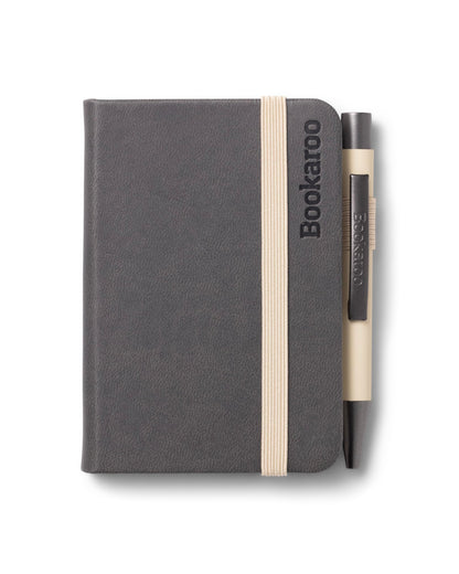 IF Bookaroo Notebook - A7 Pocket and Handbag size Notebook plus Black Ballpoint Pen, 192 pages - Charcoal