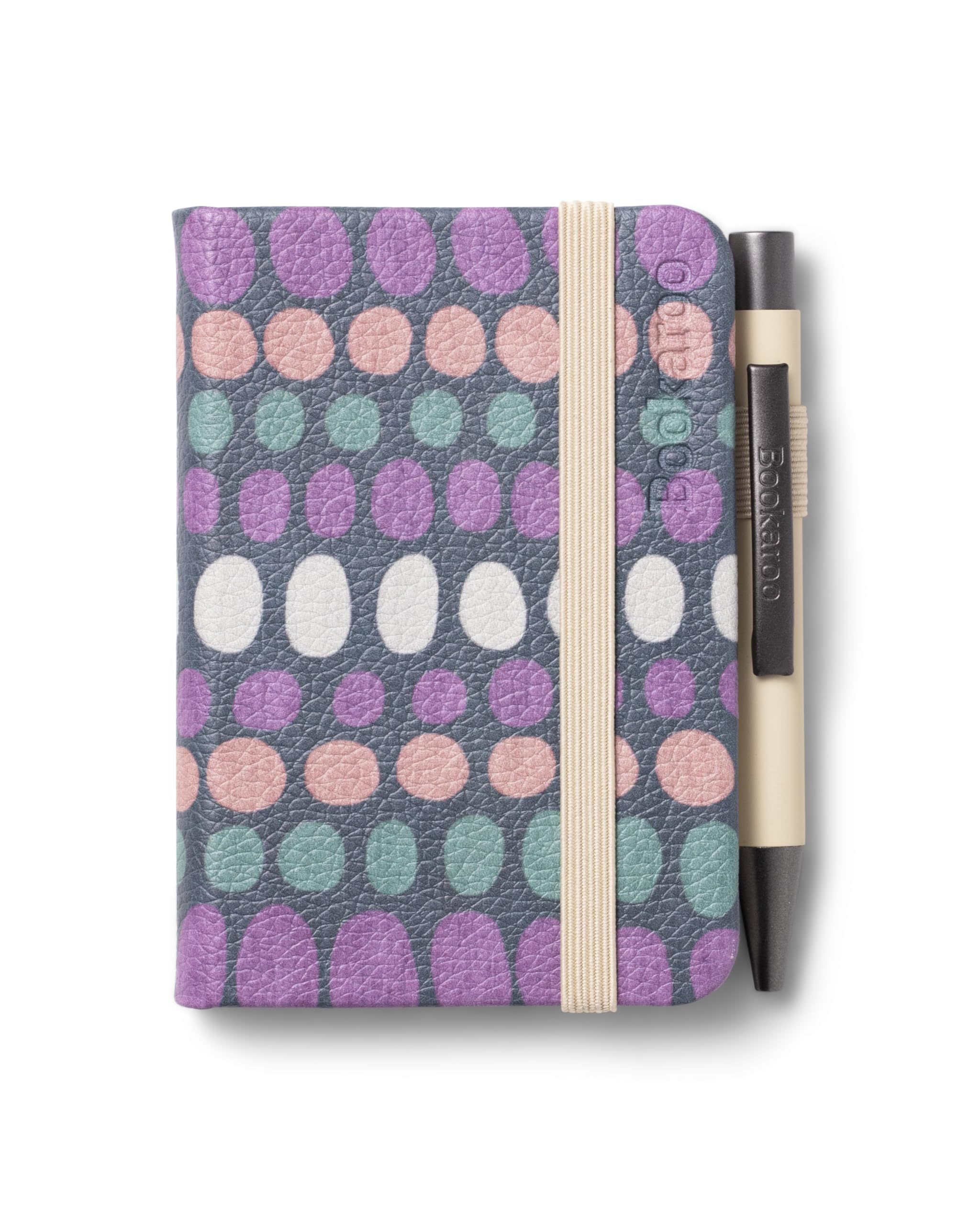 IF Bookaroo Notebook - A7 Pocket and Handbag size Notebook plus Black Ballpoint Pen, 192 pages - Pastels Cream - Dots