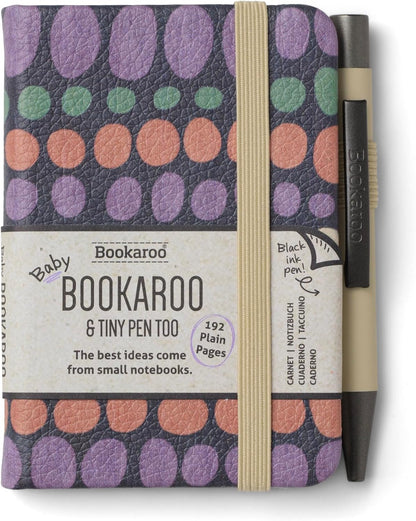 IF Bookaroo Notebook - A7 Pocket and Handbag size Notebook plus Black Ballpoint Pen, 192 pages - Pastels Cream - Dots