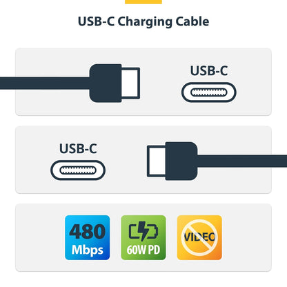 Startech.Com - Usb Cable - Usb-C (M) To Usb-C (M) - Usb 2.0 - 3 A - 2 M - Usb Power Delivery (60W) - Black (Pack Of 2)