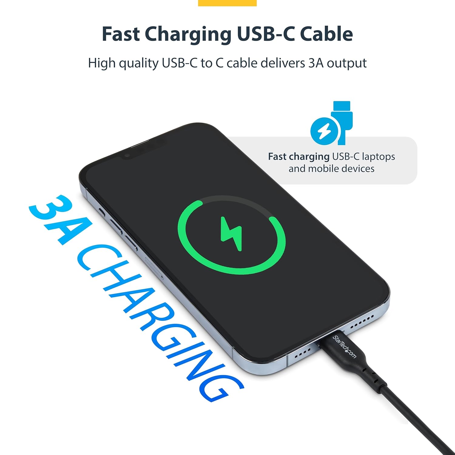 Startech.Com - Usb Cable - Usb-C (M) To Usb-C (M) - Usb 2.0 - 3 A - 2 M - Usb Power Delivery (60W) - Black (Pack Of 2)