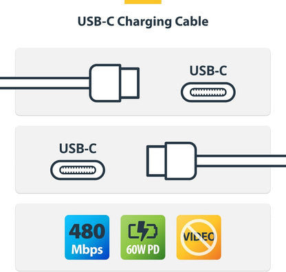 Startech.Com - Usb Cable - Usb-C (M) To Usb-C (M) - Usb 2.0 - 3 A - 2 M - Usb Power Delivery (60W) - White (Pack Of 2)
