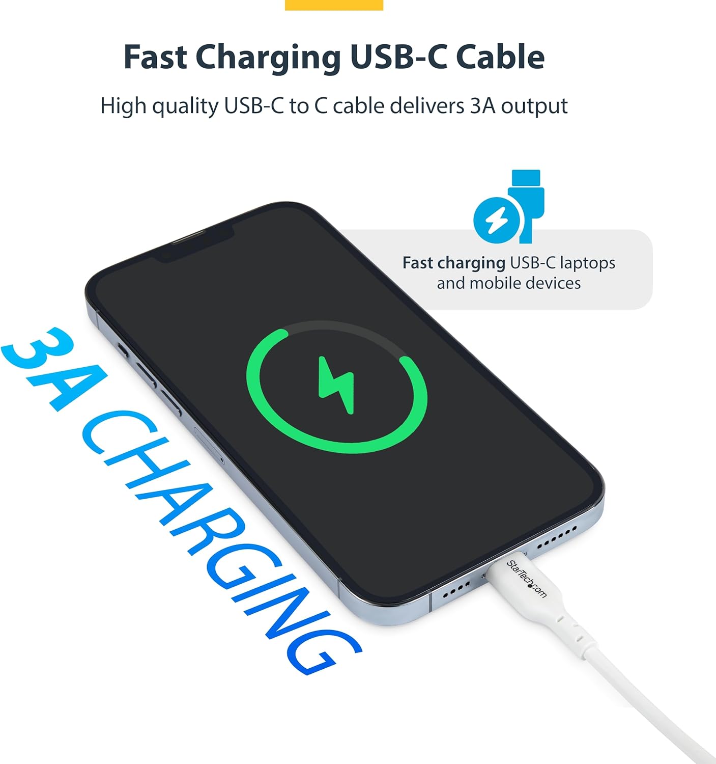 Startech.Com - Usb Cable - Usb-C (M) To Usb-C (M) - Usb 2.0 - 3 A - 2 M - Usb Power Delivery (60W) - White (Pack Of 2)