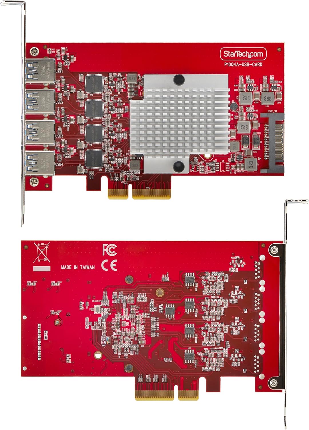 StarTech 4-Port USB-A 10Gbps PCIe Card, 4x Independent USB 3.2 Controllers, PCI Express 3.0 Expansion Card, TAA