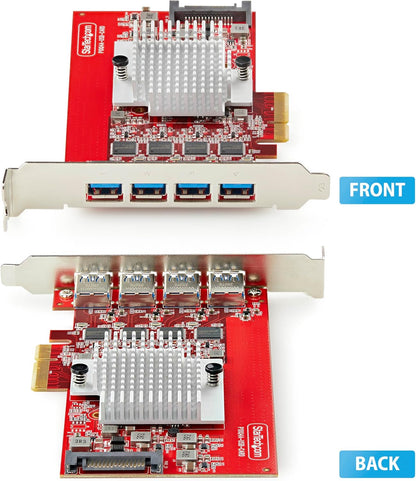 StarTech 4-Port USB-A 10Gbps PCIe Card, 4x Independent USB 3.2 Controllers, PCI Express 3.0 Expansion Card, TAA