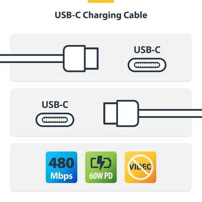 Startech.Com - Usb Cable - Usb-C (M) To Usb-C (M) - Usb 2.0 - 3 A - 1 M - Usb Power Delivery (60W) - White (Pack Of 2)