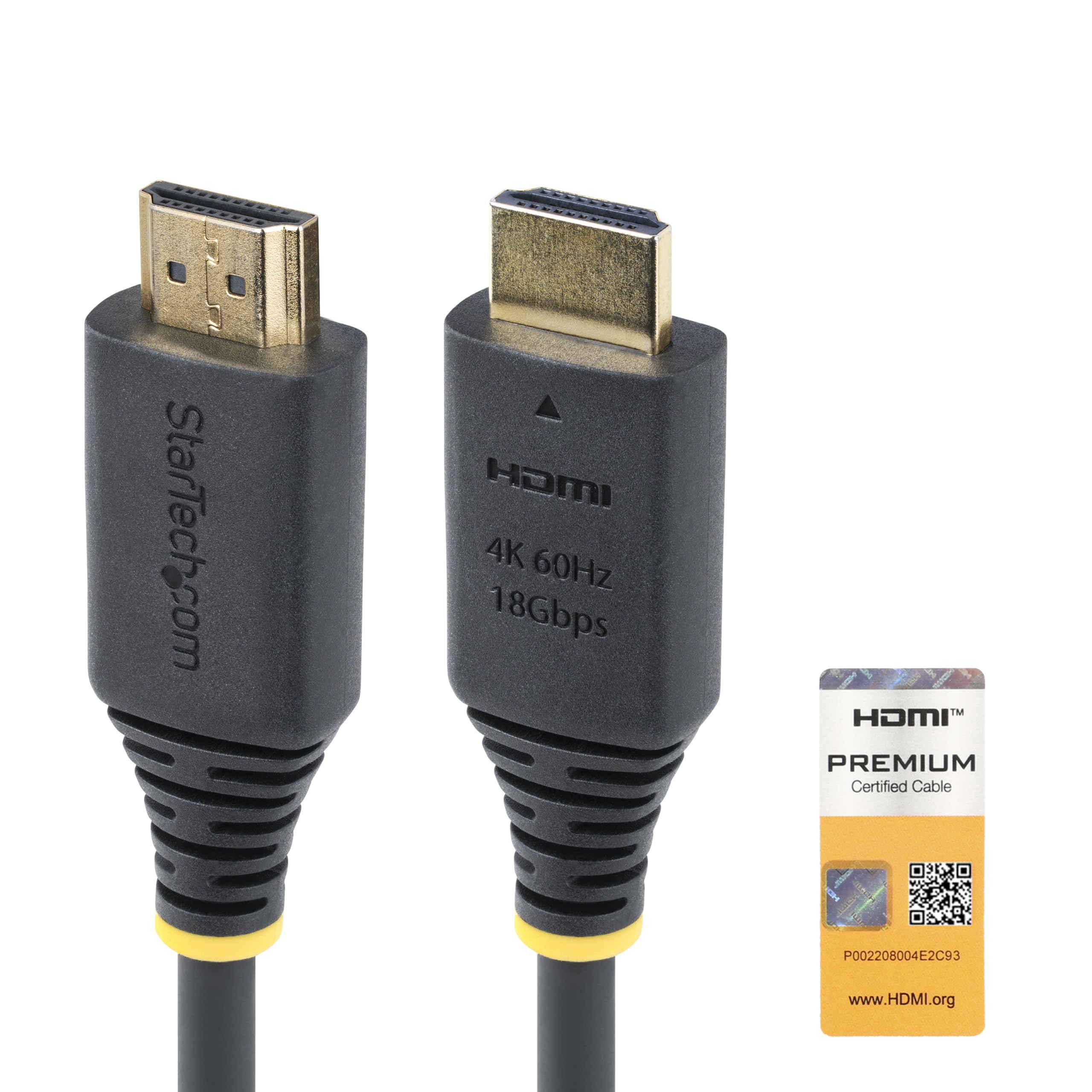 StarTech.com 8ft (2.4m) Premium Certified High Speed HDMI Cable, 4K 60Hz/1440p 144Hz, 18Gbps, UHD HDMI 2.0 Cord, TPE Jacket
