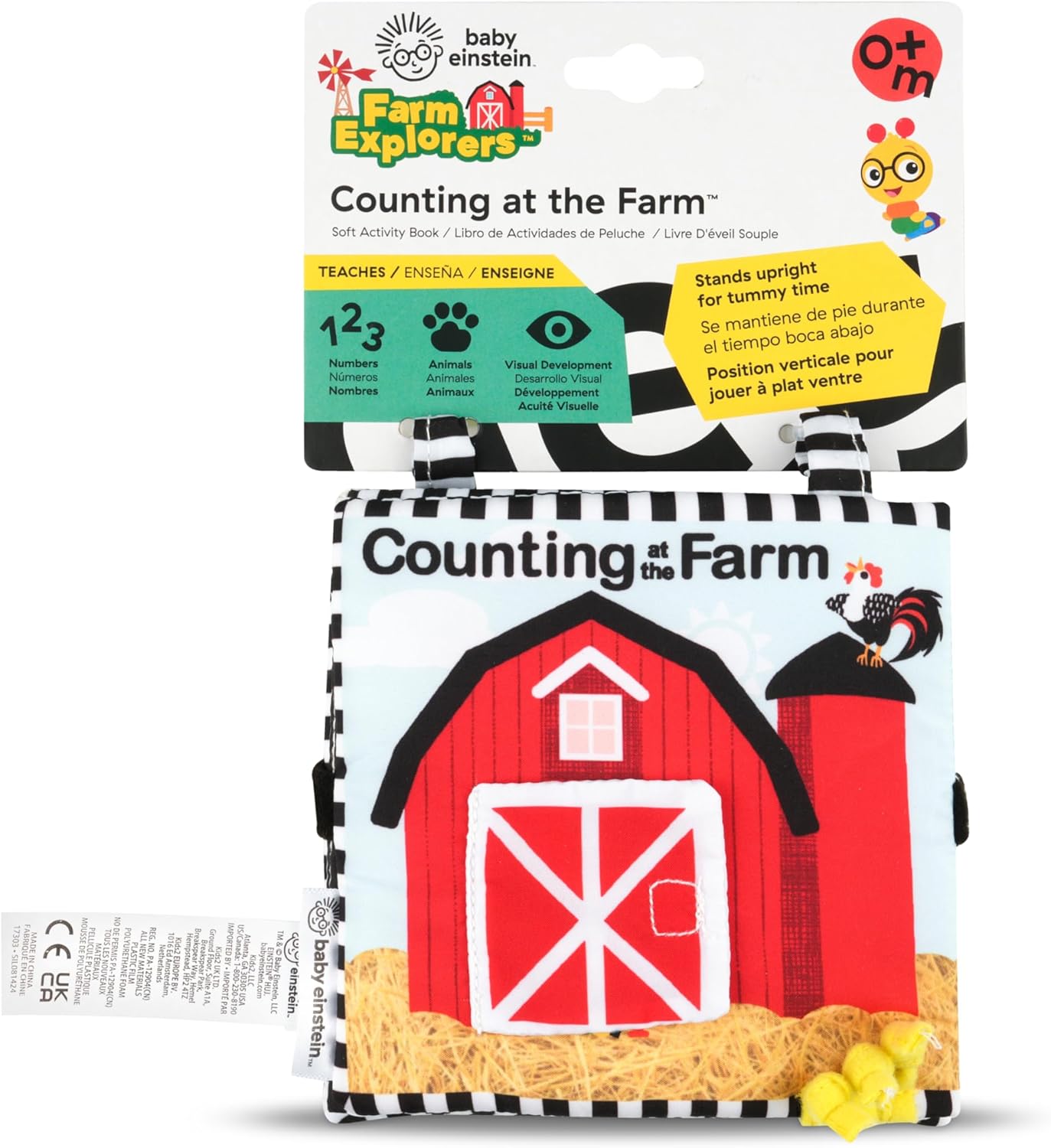 Baby Einstein Farm Explorers Counting at The Farm - Libro de Actividades Suave, multisensorial, para el Tiempo Boca Abajo, a Partir de 0 Meses