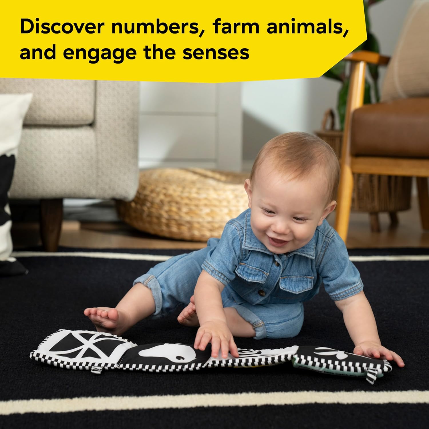 Baby Einstein Farm Explorers Counting at The Farm - Libro de Actividades Suave, multisensorial, para el Tiempo Boca Abajo, a Partir de 0 Meses