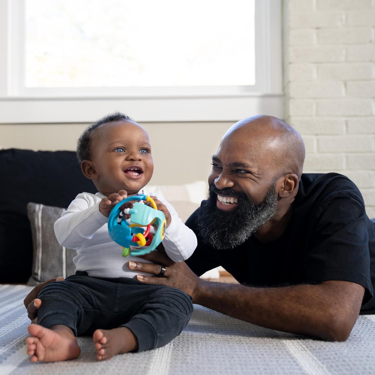 Baby Einstein Rattle & Sense Sensory Ball, with Bead Chasers, Ages 3 Months and Up