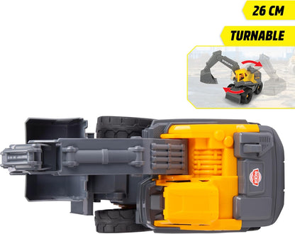 Dickie Toys - Volvo graafmachine Tough Excavator (26 cm) - speelgoedgraafmachine voor kinderen vanaf 3 jaar met vrijloop, beweegbare arm en schep, geschikt als zandspeelgoed