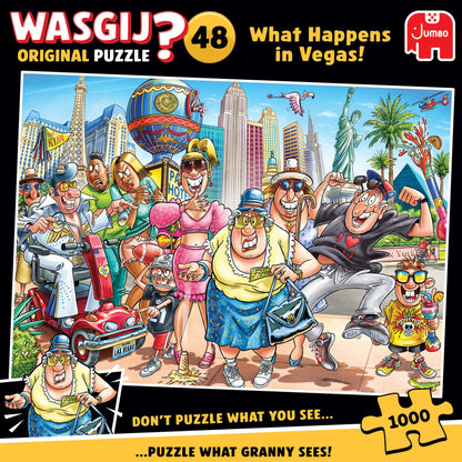 Wasgij Original 48, What Happens in Vegas! - 1000 Piece Jigsaw Puzzles for Adults - Challenging, Brainteasing 1000Pc Adult Puzzle - 100% Recycled Cardboard Jigsaws - Birthday Jumbo