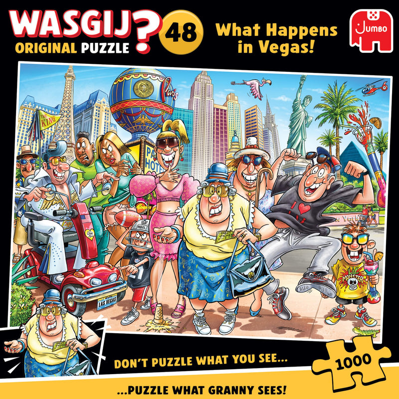 Wasgij Original 48, What Happens in Vegas! - 1000 Piece Jigsaw Puzzles for Adults - Challenging, Brainteasing 1000Pc Adult Puzzle - 100% Recycled Cardboard Jigsaws - Birthday Jumbo