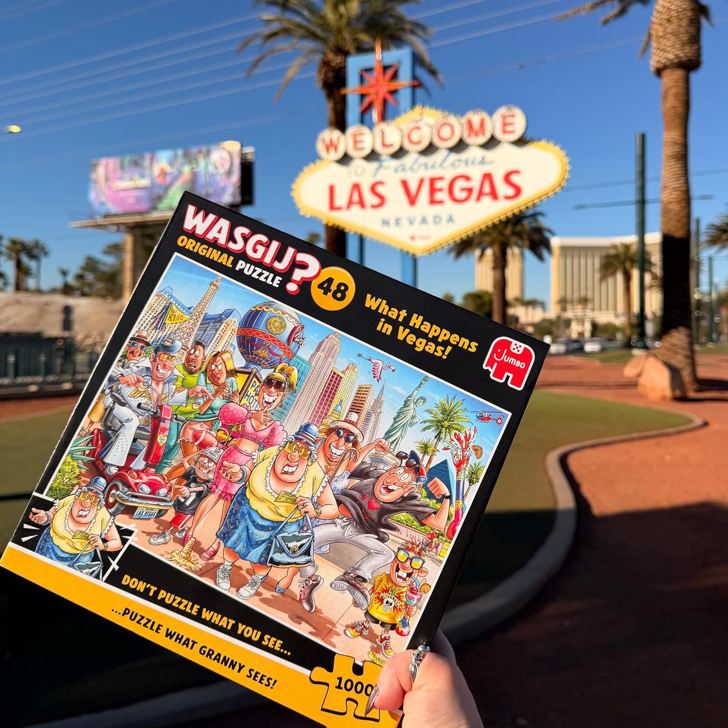 Wasgij Original 48, What Happens in Vegas! - 1000 Piece Jigsaw Puzzles for Adults - Challenging, Brainteasing 1000Pc Adult Puzzle - 100% Recycled Cardboard Jigsaws - Birthday Jumbo