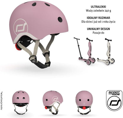 Scoot and Ride & Babyhelm, XX-Small tot Small (45-51 cm), verstelbare pasvorm, lichtgewicht ontwerp, ademende ventilatie, magnetische gesp, veiligheidsgecertificeerd - Wildberry